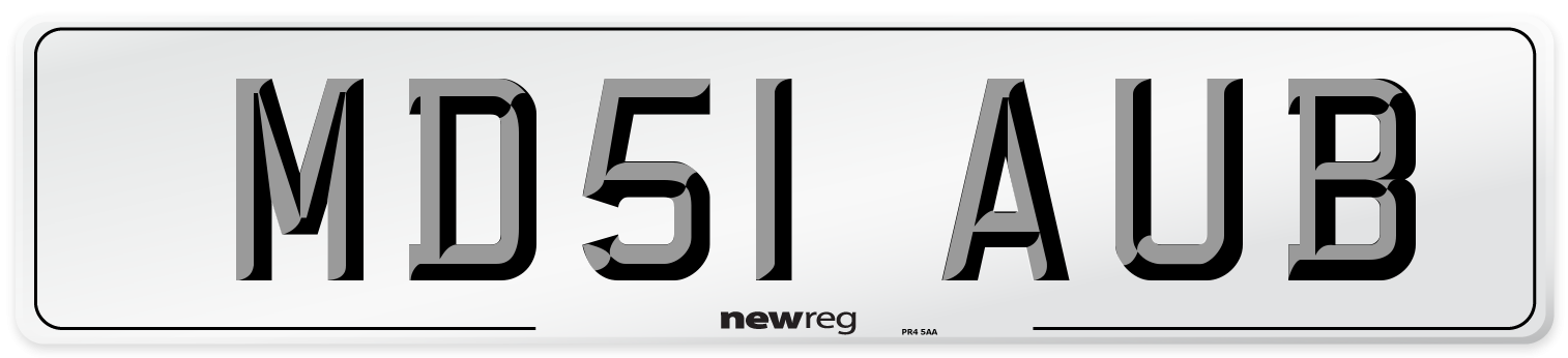 MD51 AUB Number Plate from New Reg